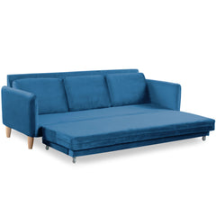 Canapé 3 places convertible Flixo Velours Bleu