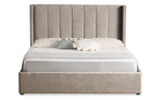 Lit double avec sommier relevable 160x200cm en velours taupe