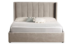 Lit double Magorial avec sommier relevable 160x200cm Velours Taupe