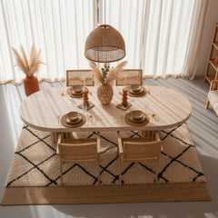 Table ovale extensible 150-300cm Eliza Effet Travertin Beige