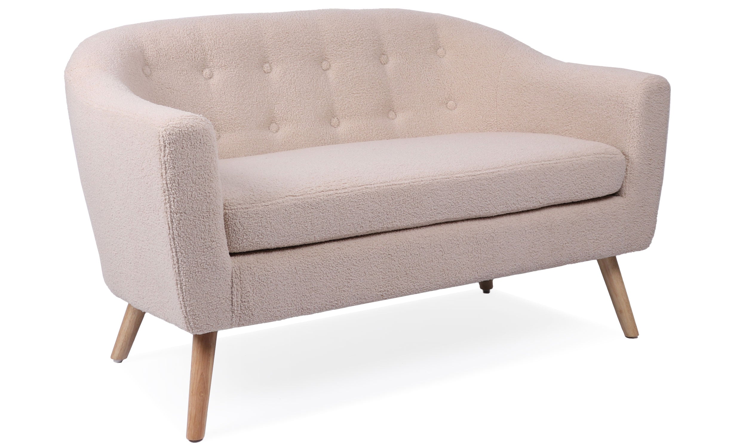 Canapé 2 places style scandinave Savoy Tissu Bouclette Beige