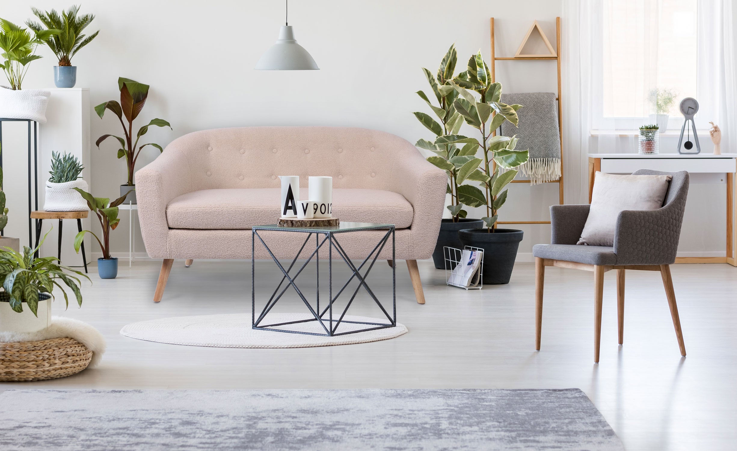 Canapé 2 places style scandinave Savoy Tissu Bouclette Beige