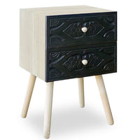 Table de chevet 2 tiroirs noir carbone