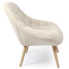 Fauteuil Arus scandinave en tissu bouclette beige