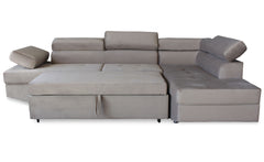 Canapé d'angle convertible Boldie en velours taupe