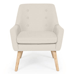 Fauteuil en tissu bouclette crème avec dossier capitonné