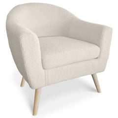 Fauteuil Aliph scandinave tissu bouclette lainée crème