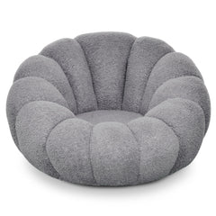 Fauteuil coquillage Basha tissu bouclette gris