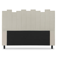 Tête de lit 160 cm en tissu beige avec bandes verticales
