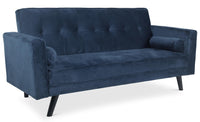 Canapé-lit convertible scandinave en velours bleu