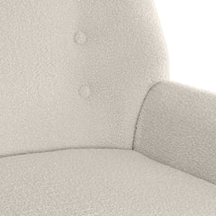 Fauteuil en tissu bouclette crème avec dossier capitonné