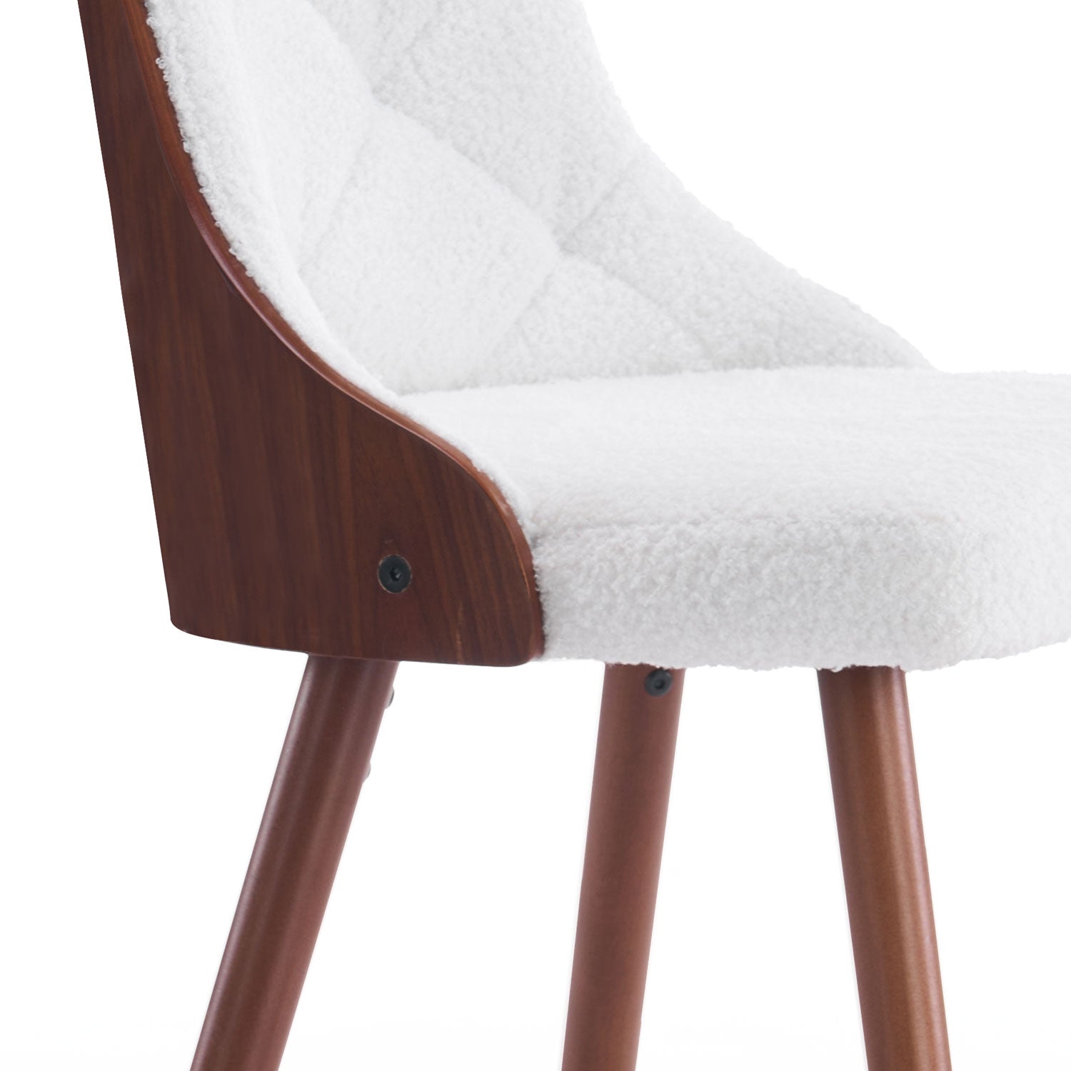 Lot de 4 chaises scandinaves Lalix Bois Noisette & Tissu bouclette Crème