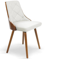 Lot de 6 chaises scandinaves en bois noisette et blanc matelassées
