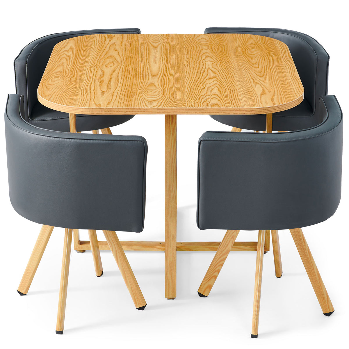 Table et chaises Agustine scandinaves gris et chêne