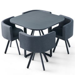 Table et chaises Oslo Gris et Tissu Gris