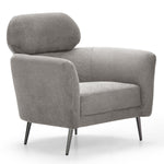 Fauteuil avec haut dossier en tissu doux gris