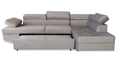 Canapé d'angle convertible Boldie en velours taupe