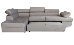 Canapé d'angle à gauche moderne et convertible Lido Velours Taupe