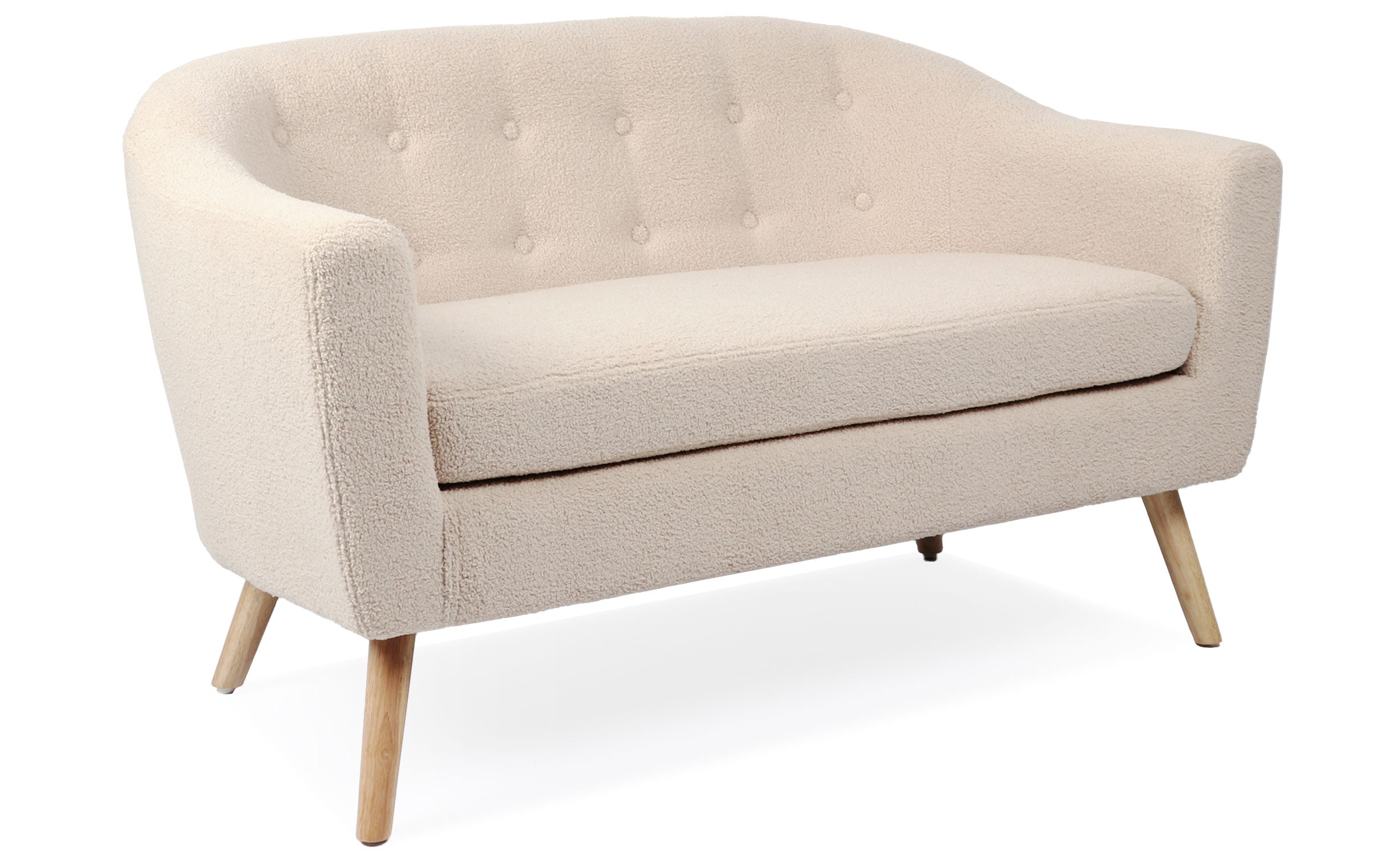 Canapé 2 places style scandinave Savoy Tissu Bouclette Beige