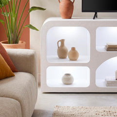 Buffet bas L160cm design arches avec LED intégrées Navalor Blanc