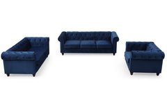 Canapé 3 places Abir velours bleu