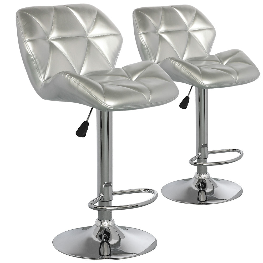 Lot de 2 chaises de bar matelassées Lizie Argent