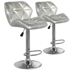 Lot de 2 chaises de bar matelassées Lizie Argent