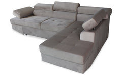 Canapé d'angle convertible Boldie en velours taupe