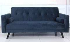 Canapé-lit convertible Allia velours bleu scandinave