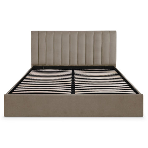 Cama canapé Astris con somier de terciopelo topo de 180 cm