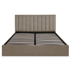 Lit coffre Astris avec sommier en velours taupe 180 cm