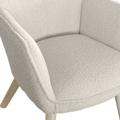 Fauteuil scandinave Amigio tissu bouclette crème