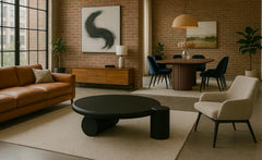 Table basse Abdeli ronde asymétrique noire 100cm