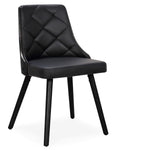 Lot de 8 chaises noires en bois et simili cuir scandinaves