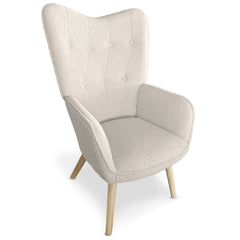 Fauteuil scandinave Amigio tissu bouclette crème