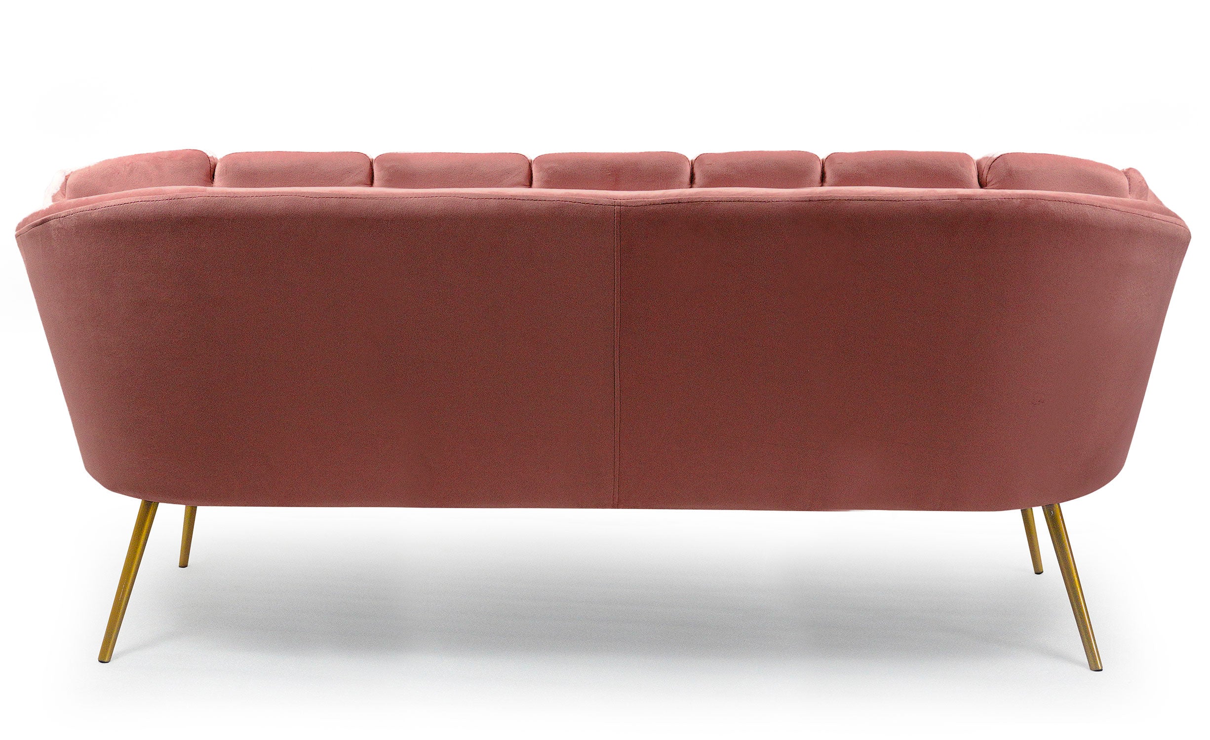 Canapé 3 places arrondi Brenda Velours Rose pieds Or