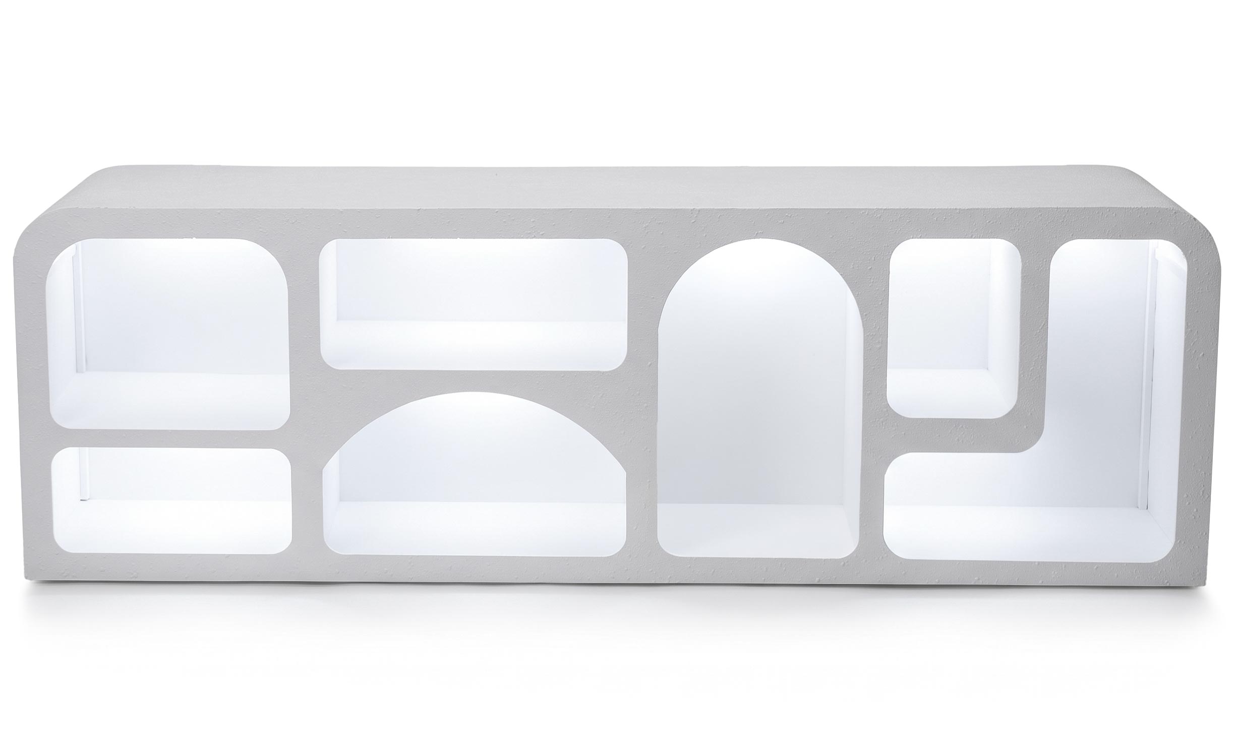 Buffet bas L160cm design arches avec LED intégrées Navalor Blanc