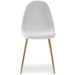 Lot de 4 chaises en tissu bouclette blanc matelassées Atona