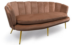 Canapé 3 places arrondi Brenda Velours Rose pieds Or