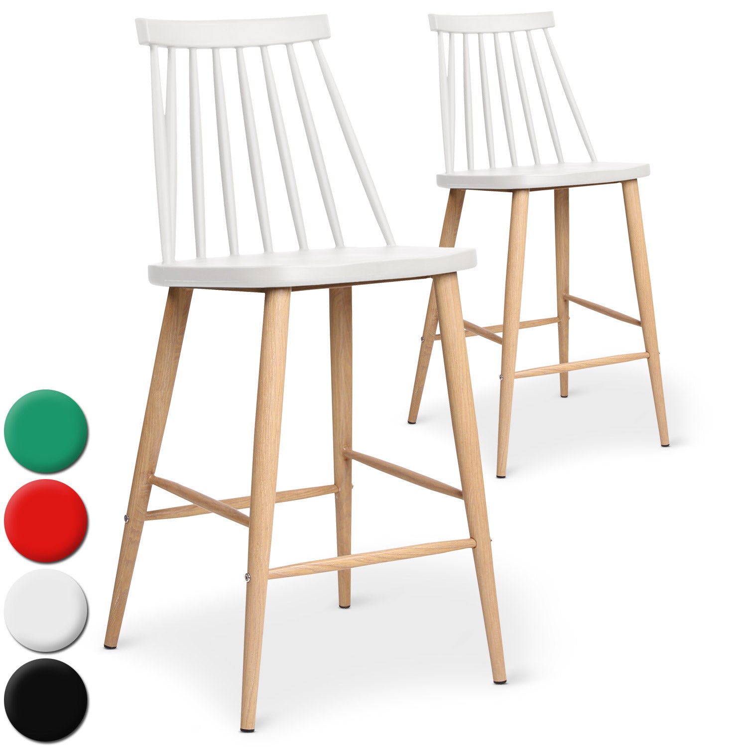 Lot de 2 chaises de bar scandinaves Trouville Blanc
