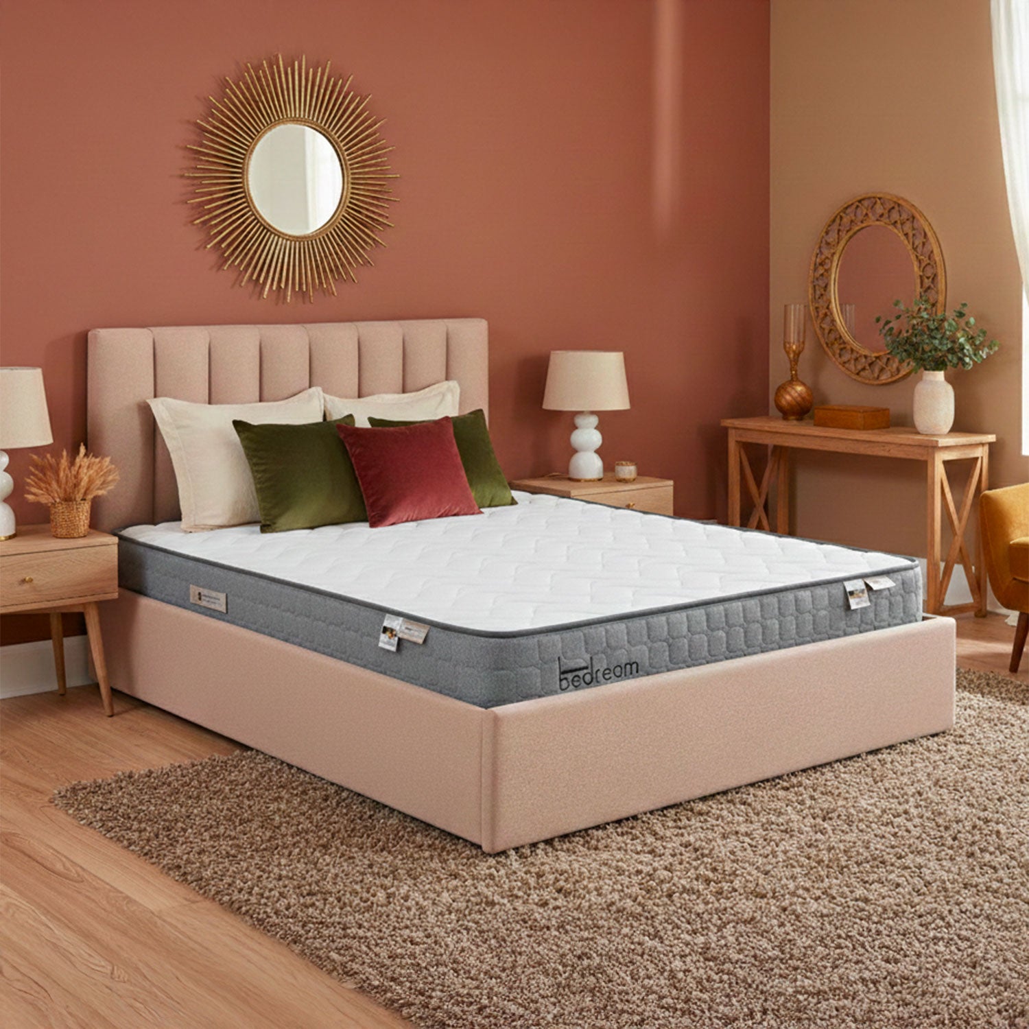 Pack Lit-coffre Songe + Matelas Bedream 160x200cm Tissu Beige