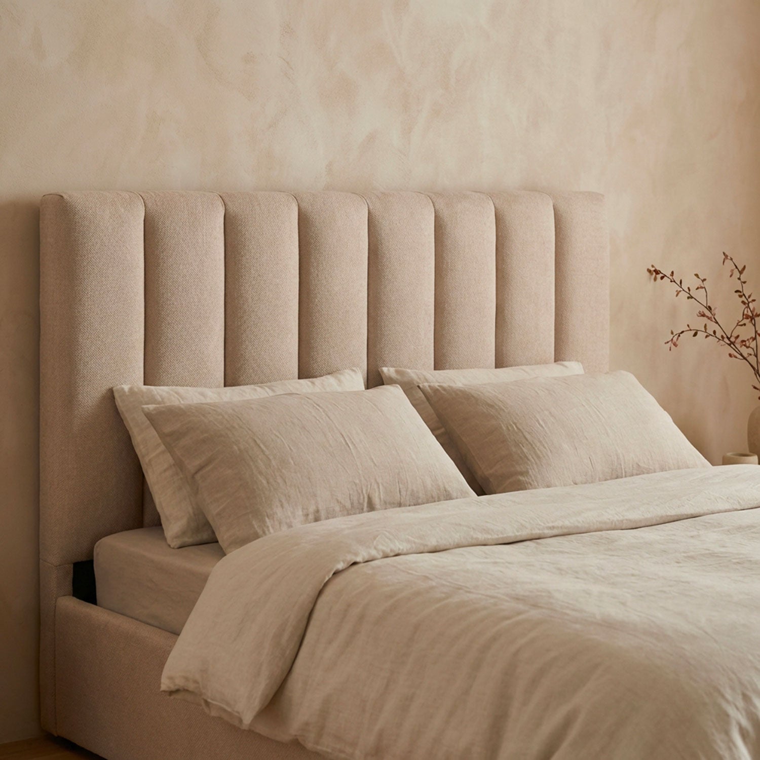 Pack Lit-coffre Songe + Matelas Bedream 160x200cm Tissu Beige