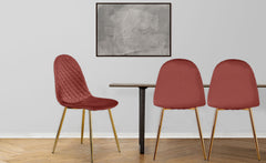 Lot de 4 chaises Atona velours rose matelassées