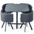 Table et 4 chaises gris en tissu avec structure en métal noir