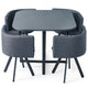 Table et 4 chaises gris en tissu avec structure en métal noir
