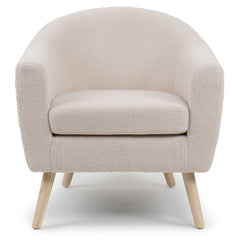 Fauteuil Aliph scandinave tissu bouclette lainée crème