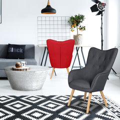 Fauteuil scandinave Amigio en tissu gris foncé