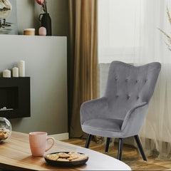 Fauteuil scandinave Klarys Velours Gris