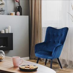 Fauteuil scandinave Klarys velours Bleu