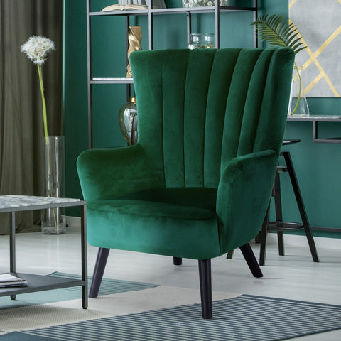 Fauteuil scandinave Vidal en Velours Vert en biais